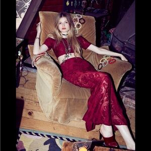 For Love And Lemons Red Lace Maxi Dress